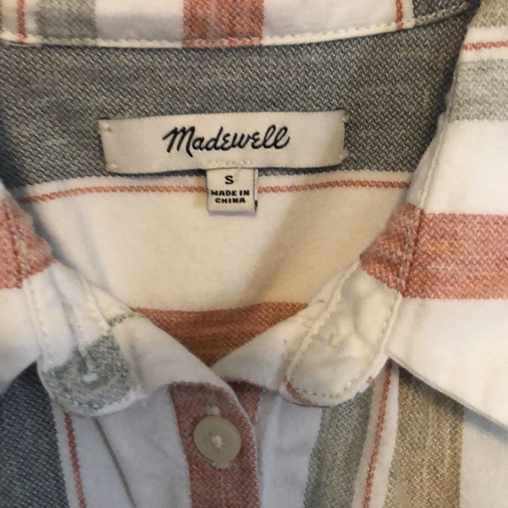 MADEWELL Central Tunic Shirt in Gillman Stripe Button Down Short Sleeve Small - Picture 2 of 7